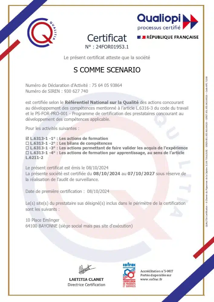 Certificat qualité Qualiopi